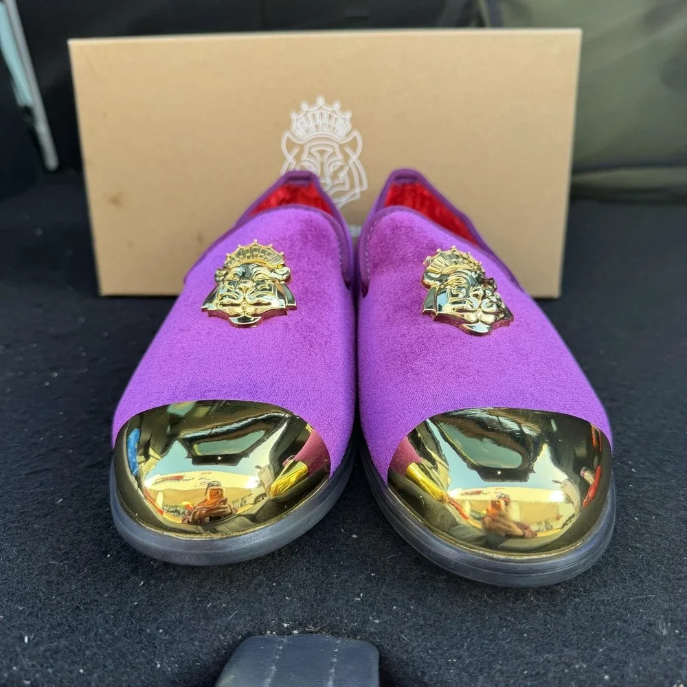 Erphpre Paul‎ EP2022036 Shoes Mens Size 9 Purple Velvet Cap Toe Loafers Dress